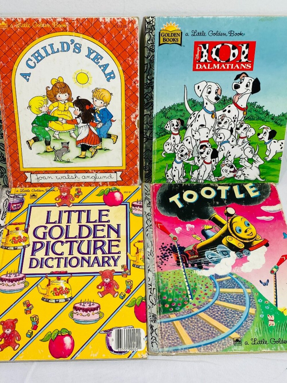 (4)VNTG Little Golden Books 1945-1996 Tootle/Child's Year/Picture Dictionary/101